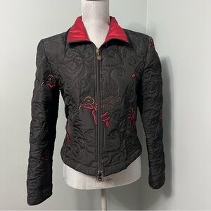 JOSEPH RIBKOFF quilted dragon black and red full zip jacket women’s size 8
